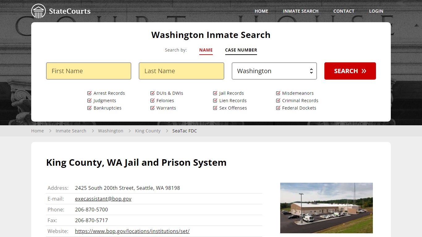 SeaTac FDC Inmate Records Search, Washington - StateCourts